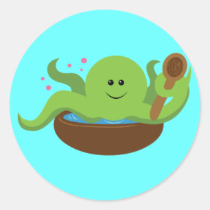 Octopussuppe Runder Aufkleber