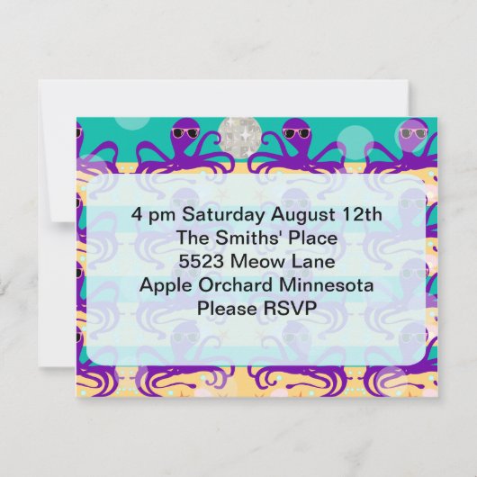 Octupus Octo Party Time Einladung (Vorderseite)