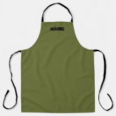 OD Green cooking apron with custom name Schürze (Vorderseite)