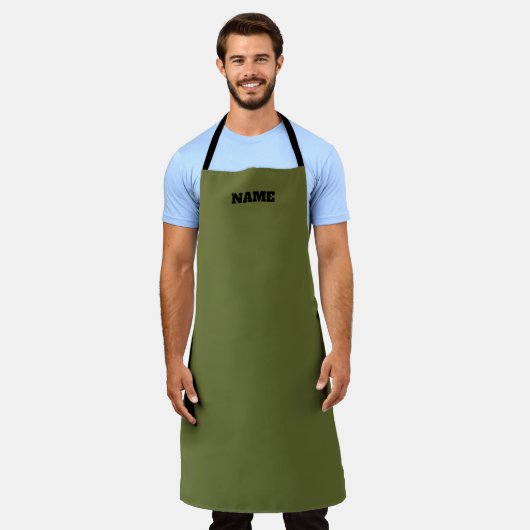 OD Green cooking apron with custom name Schürze (Getragen)