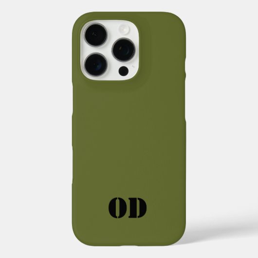 OD-grünes individuelles Monogramm personalisiert Case-Mate iPhone Hülle (Rückseite)