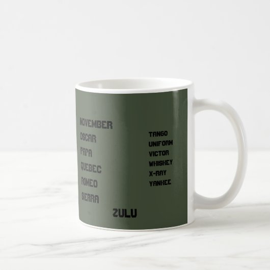 Od grünes NATO-Alphabet Kaffeetasse (Rechts)