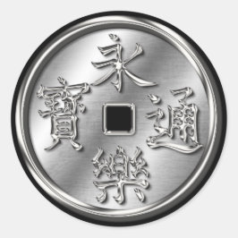 Oda Clan Kamon Silver Chrome Runder Aufkleber