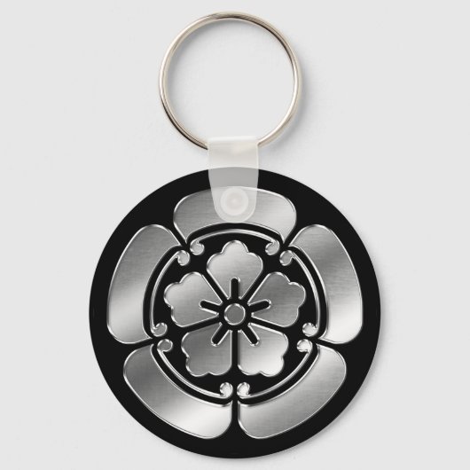 Oda Clan Kamon Silver Chrome Schlüsselanhänger (Vorderseite)