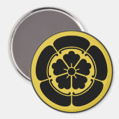 Oda Mon Japanischer Samurai-Clan gelb auf schwarz Magnet (Vorderseite/Rückseite)