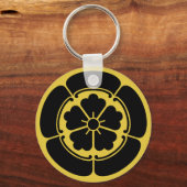 Oda Mon Japanischer Samurai-Clan gelb auf schwarz Schlüsselanhänger (Vorderseite)