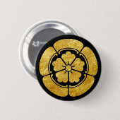 Oda Mon Japanischer Samurai-Clan Imitat Gold auf s Button (Vorne & Hinten)