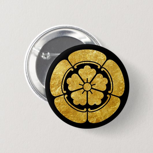 Oda Mon Japanischer Samurai-Clan Imitat Gold auf s Button (Vorne & Hinten)
