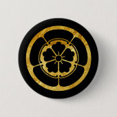 Oda Mon Japanischer Samurai-Clan Imitat Gold auf s Button (Vorderseite)