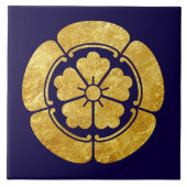 Oda Mon Japanischer Samurai-Clan Imitate Gold auf  Fliese (Vorderseite)