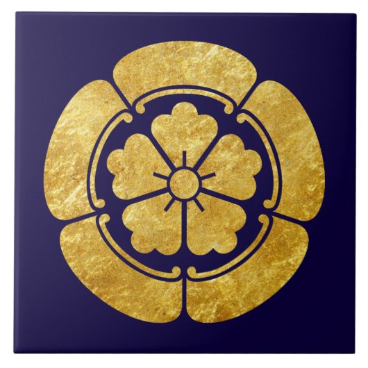 Oda Mon Japanischer Samurai-Clan Imitate Gold auf  Fliese (Vorderseite)