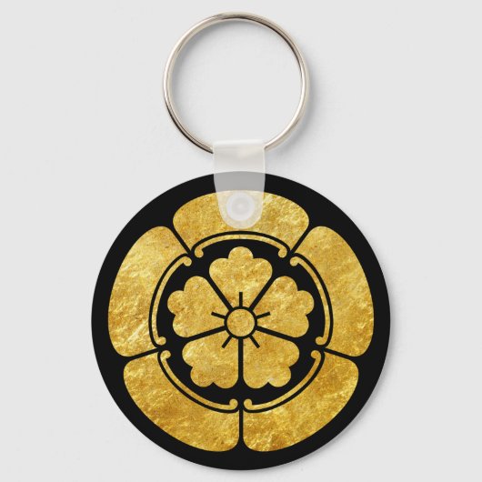Oda Mon Japanischer Samurai-Clan Imitate Gold auf  Schlüsselanhänger (Vorderseite)