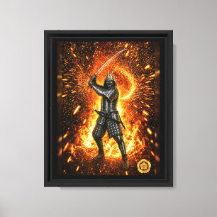 Oda Nobunaga Fire 8x10 Schwarzer Holzrahmen Leinwanddruck