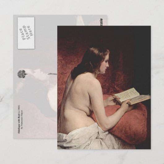 Odalisk mit Buch Postkarte (Vorne/Hinten)