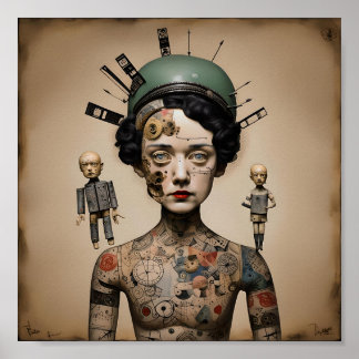 Odd Doll Surrealist AI-Bild 007 P Poster