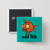 Odd Fish Quirky Funny Orange Goldfish Cartoon Button (Vorne & Hinten)