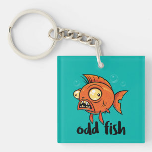 Odd Fish Quirky Funny Orange Goldfish Cartoon Schlüsselanhänger