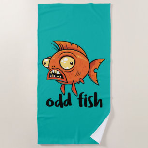 Odd Fish Quirky Funny Orange Goldfish Cartoon Strandtuch
