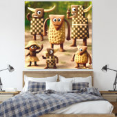 Odd Friends - Forest Schachbrett & Dots Clan Poste Leinwanddruck (Insitu (Schlafzimmer))