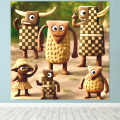 Odd Friends - Forest Schachbrett & Dots Clan Poste Leinwanddruck (Insitu (Holzboden))