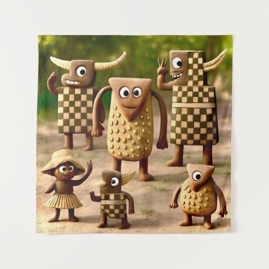 Odd Friends - Forest Schachbrett & Dots Clan Poste Wandteppich (Vorderseite)