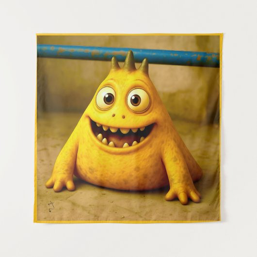 Odd Friends - Happy Yellow Monster Poster Wandteppich (Vorderseite)