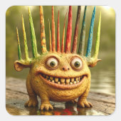 Odd Friends - Rainbow Spikes Monster Poster Quadratischer Aufkleber (Vorderseite)