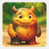 Odd Friends - Rainbow Tile Monster Poster Quadratischer Aufkleber (Vorderseite)