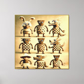 Odd Friends - Schachbrett & Dots Creature Family P Leinwanddruck (Vorderseite)