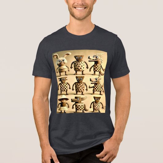 Odd Friends - Schachbrett & Dots Creature Family P Tri-Blend Shirt (Vorderseite)