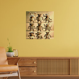 Odd Friends - Schachbrett & Dots Creature Family Poster