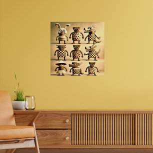 Odd Friends - Schachbrett & Dots Creature Family Poster