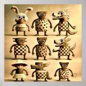 Odd Friends - Schachbrett & Dots Creature Family Poster (Vorne)