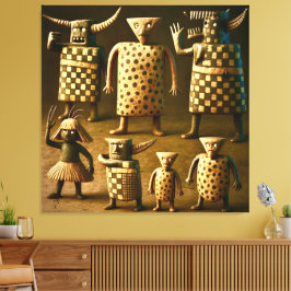 Odd Friends - Tribal Schachbrett & Dots Poster Leinwanddruck