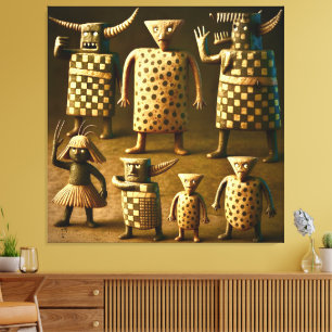 Odd Friends - Tribal Schachbrett & Dots Poster Leinwanddruck