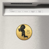 Odd Gold Ram Goat Chinese Year Zodiac Round Magnet (In Situ (Geschirrspüler))