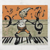 Odd Little Elf Musical Note Arms Legs on Piano Bierflaschenetikett (Einzelnes Label)