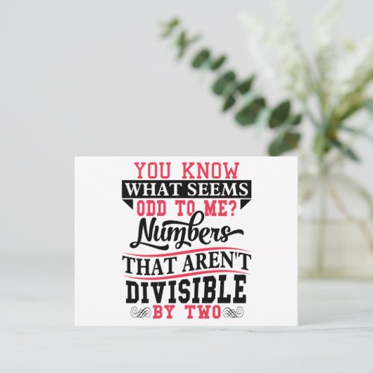 Odd number Math Pun Math Lehrer Postkarten (Stehend Vorderseite)