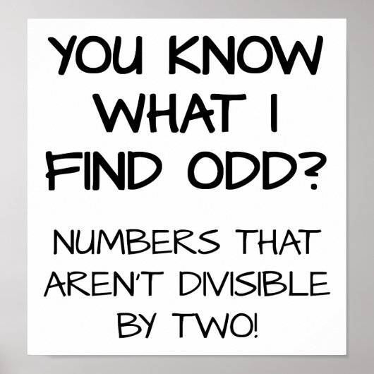 Odd Numbers Funny Poster (Vorne)