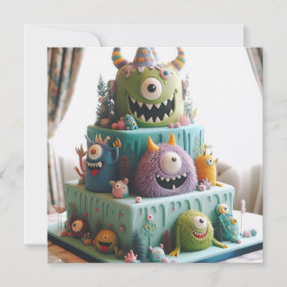 ODDBALL KOOKY CRAZY MONSTER CAKE BIRTHDAY EINLADUNG