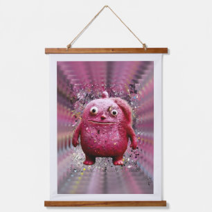 OddFriends Pink Creature-Tasse Wandteppich Mit Holzrahmen