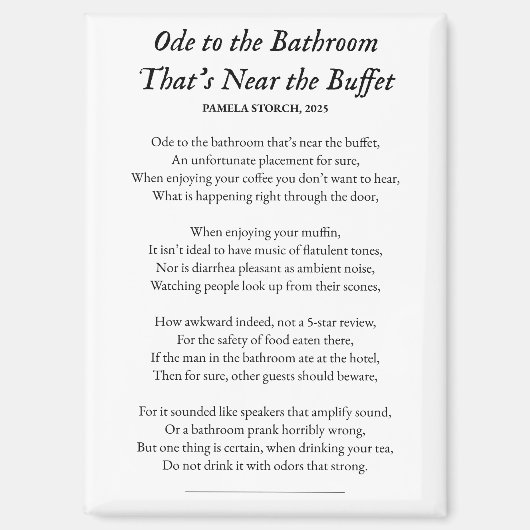 Ode an das Badezimmer nahe dem Buffet Gedicht Magnet (Vorderseite)
