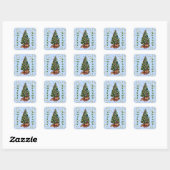 Ode an das Ballett "Der Nussknacker" Blauer Baum Quadratischer Aufkleber (Blatt)