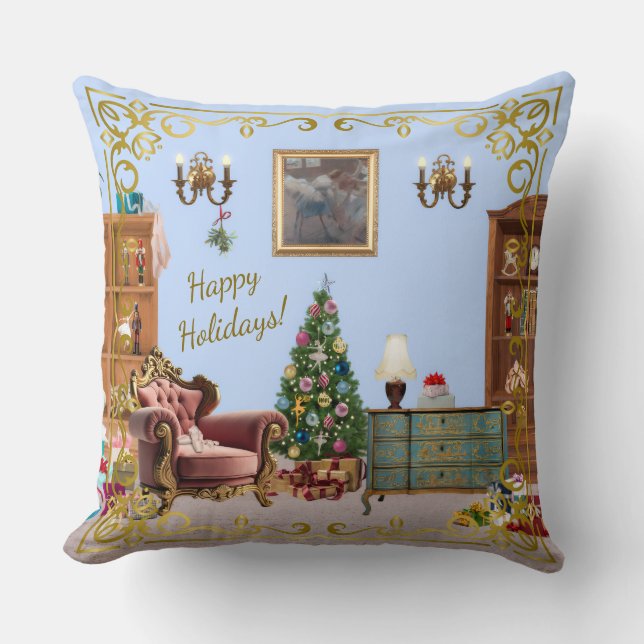 Ode an den Nutcracker Ballet Blue Throw Kissen (Vorderseite)