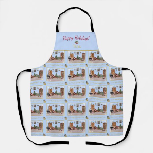 Ode an den Nutcracker Blue Scene Blue Accent Schürze (Vorderseite)