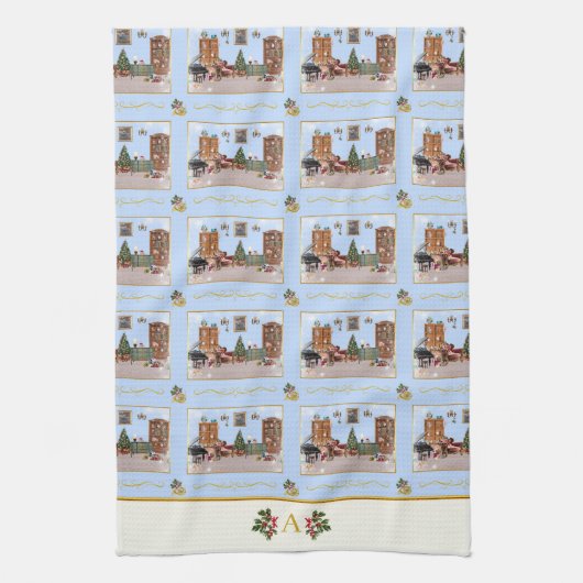 Ode an den Nutcracker Blue Scene Elfenbeinakzent Geschirrtuch (Vertikal)