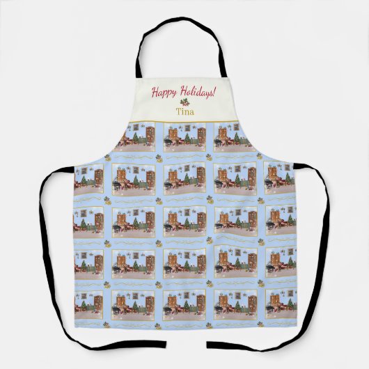 Ode an den Nutcracker Blue Scene Elfenbeinakzent Schürze (Vorderseite)