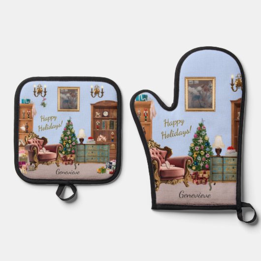 Ode an die Nutcracker Ballet Blue Ofenhandschuh & Topflappen-Set (Vorderseite)