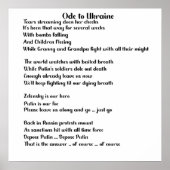 Ode an die Ukraine Gedicht über den Mut der Ukrain Poster (Vorne)