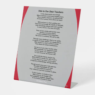 Ode an unsere lieben Lehrer Gedicht HAMbyWG Sockelschild